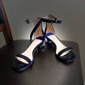 Stuart Weitzman crystal heel suede sandals